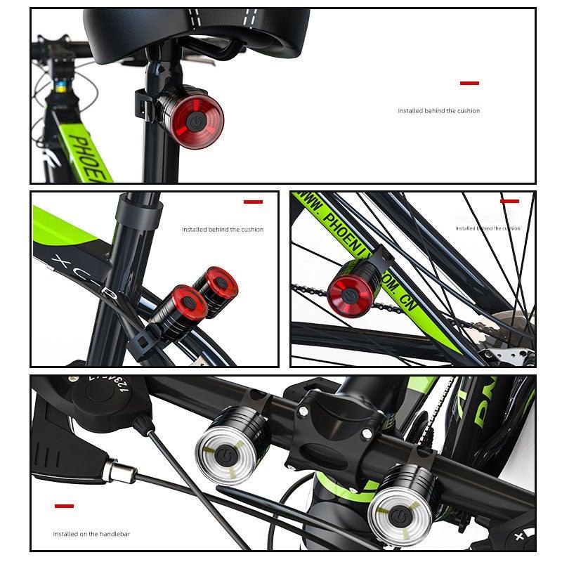 Modern Aluminum LED Bicycle Tail Light - Waterproof USB Rechargeable