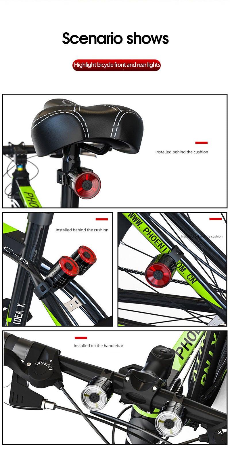 Modern Aluminum LED Bicycle Tail Light - Waterproof USB Rechargeable