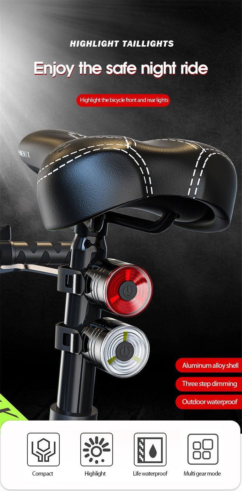 Modern Aluminum LED Bicycle Tail Light - Waterproof USB Rechargeable