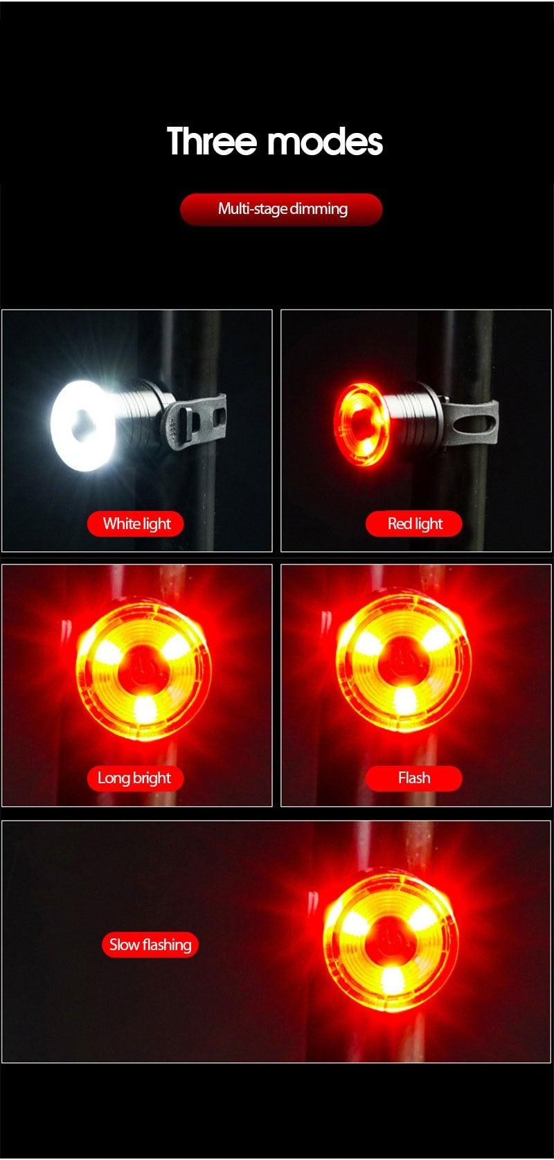Modern Aluminum LED Bicycle Tail Light - Waterproof USB Rechargeable
