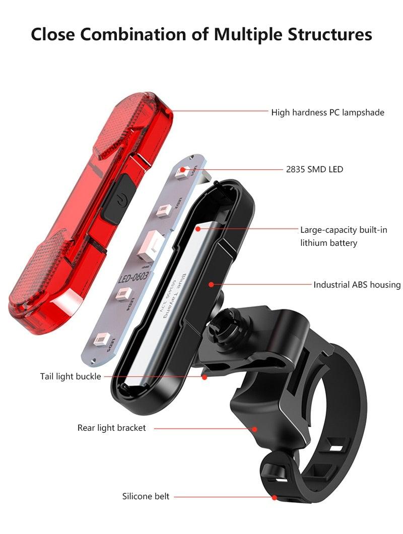 Waterproof USB Rechargeable Bike Tail Light for Mountain Biking