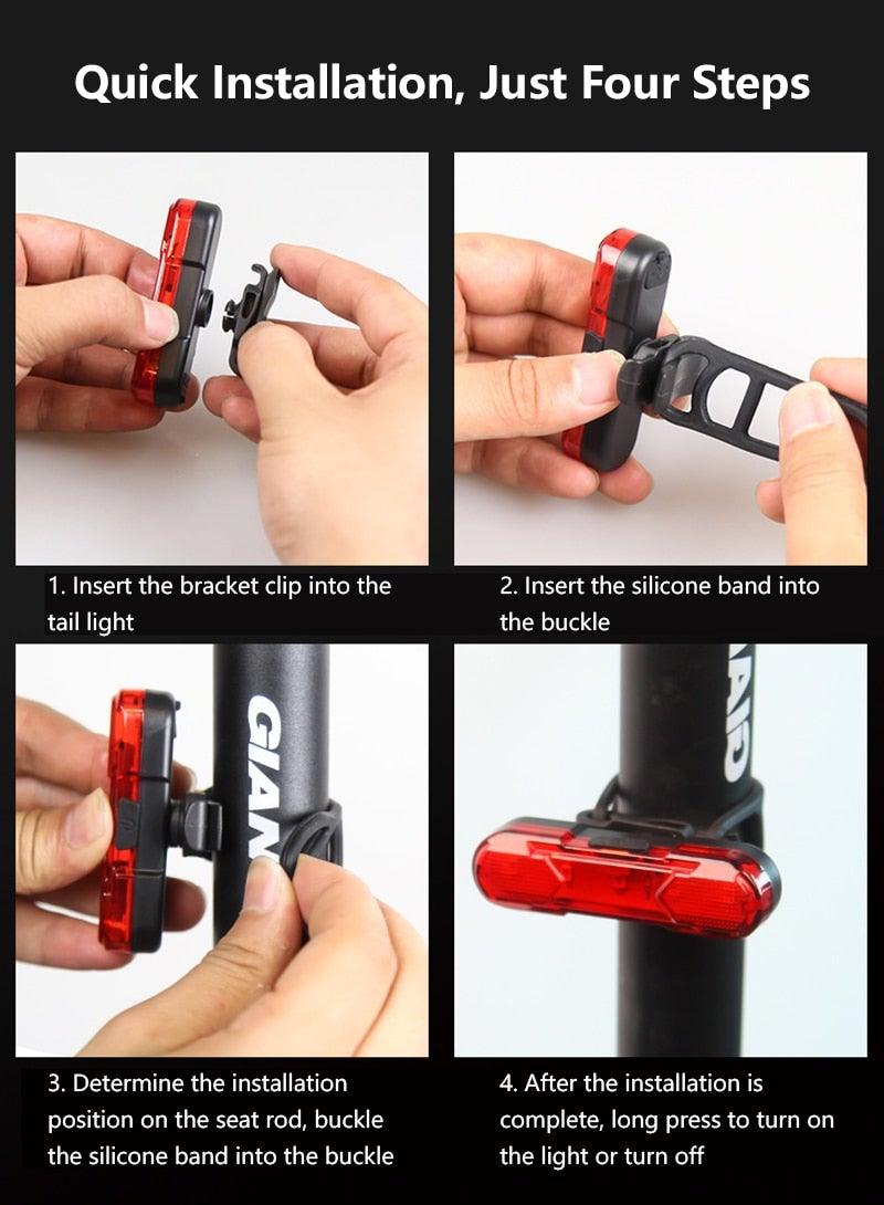 Waterproof USB Rechargeable Bike Tail Light for Mountain Biking
