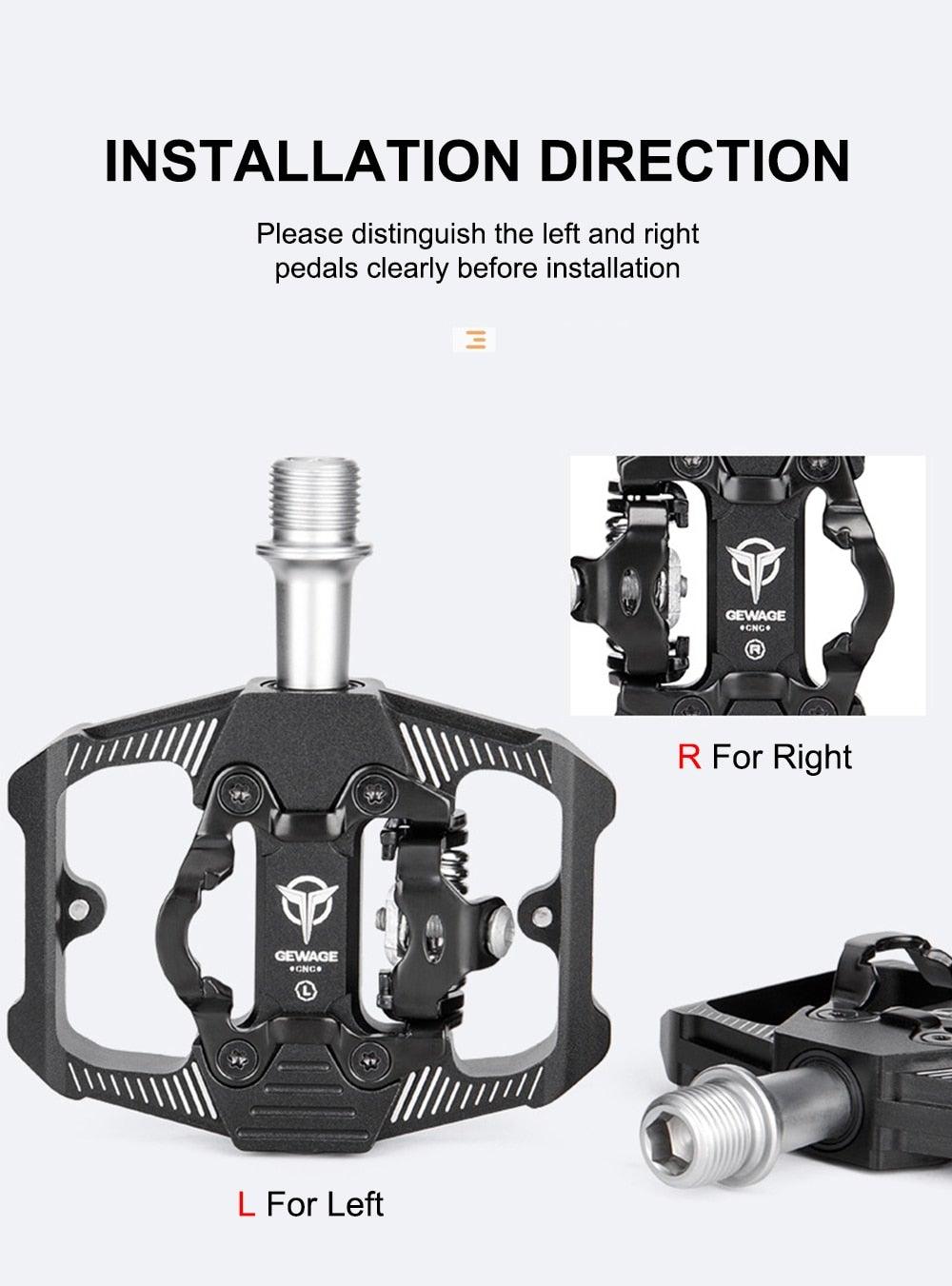 2-in-1 Dual Function Bike Pedals with Cleats for Spin Road Bikes