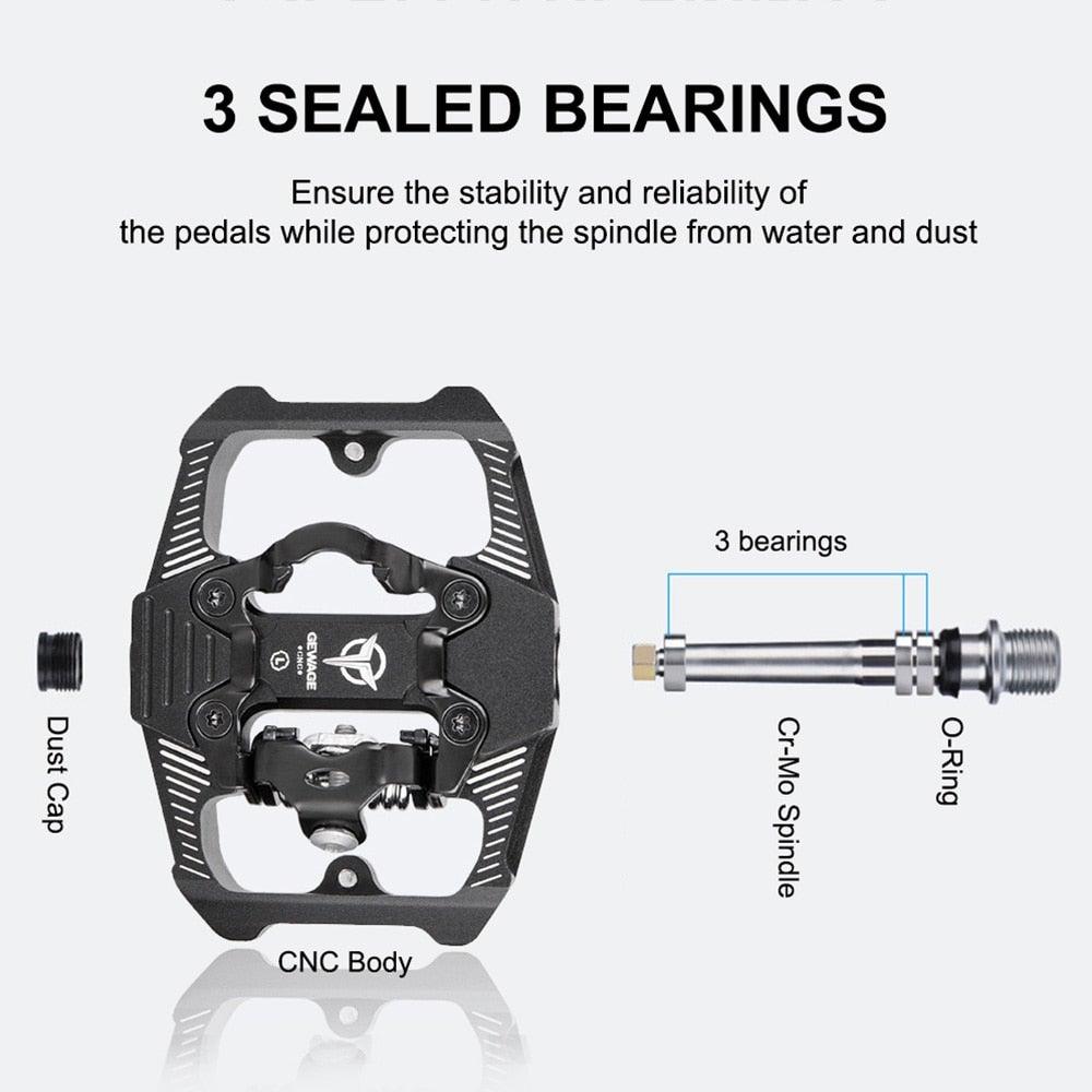 2-in-1 Dual Function Bike Pedals with Cleats for Spin Road Bikes