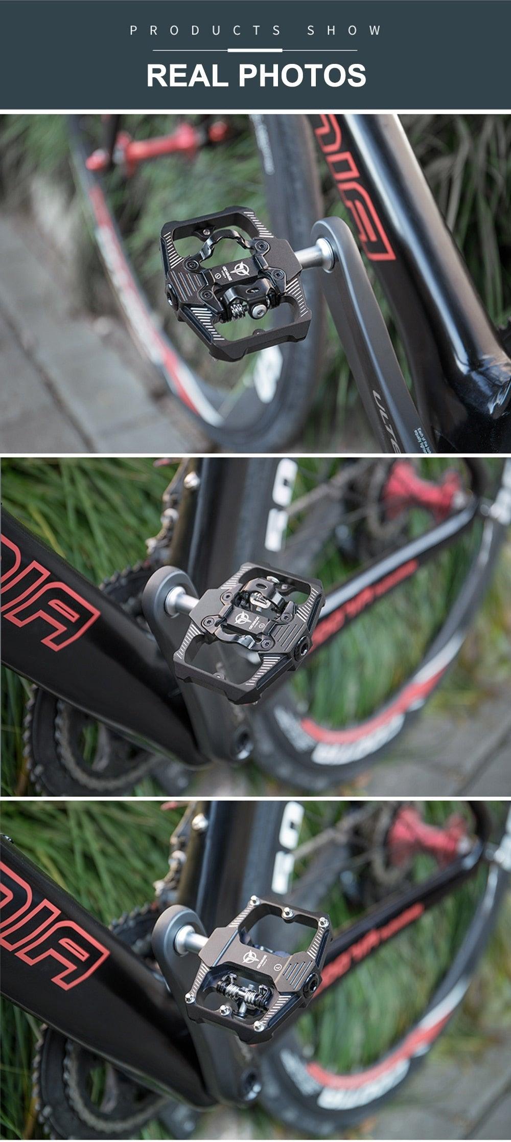 2-in-1 Dual Function Bike Pedals with Cleats for Spin Road Bikes