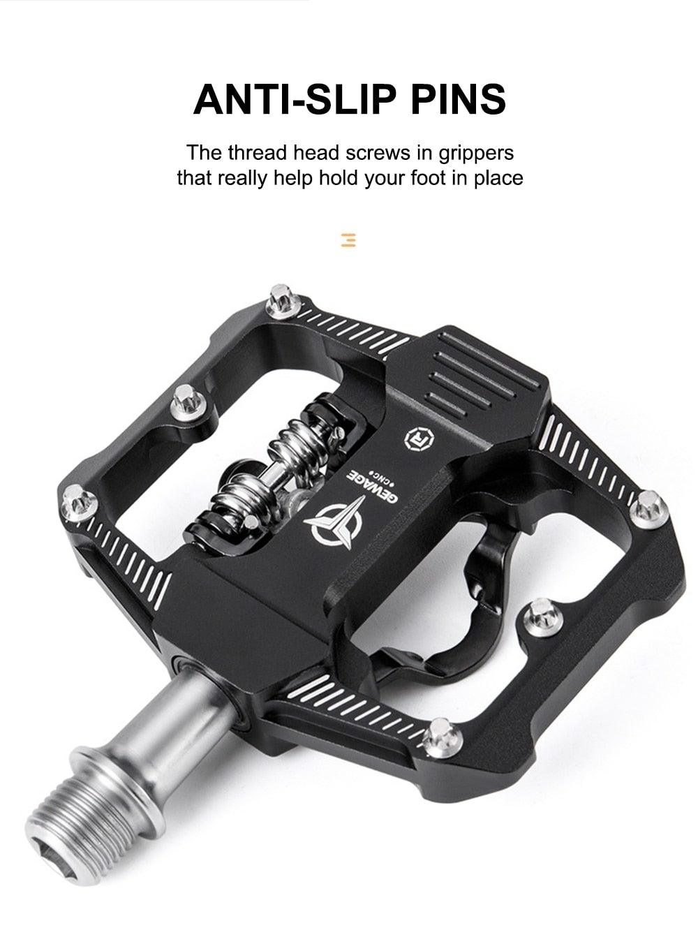 2-in-1 Dual Function Bike Pedals with Cleats for Spin Road Bikes