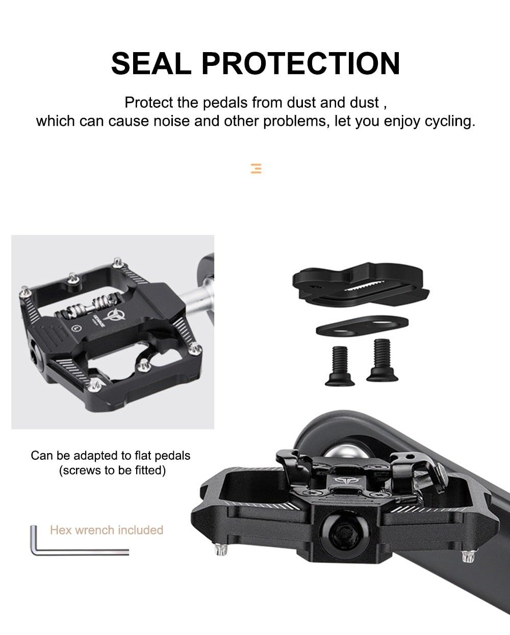 2-in-1 Dual Function Bike Pedals with Cleats for Spin Road Bikes