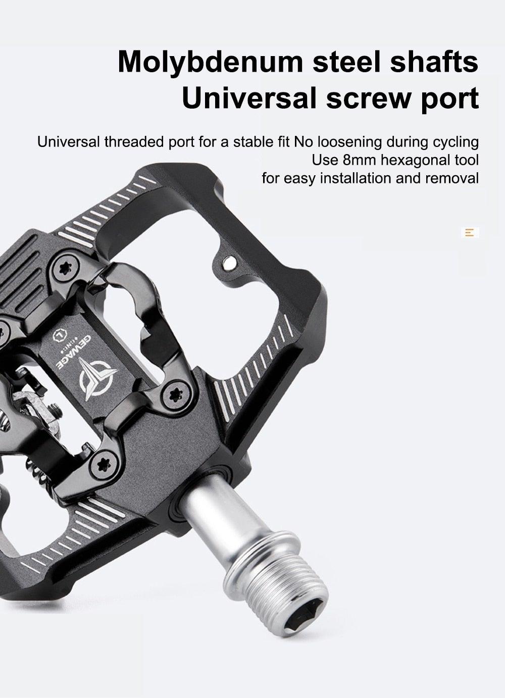 2-in-1 Dual Function Bike Pedals with Cleats for Spin Road Bikes