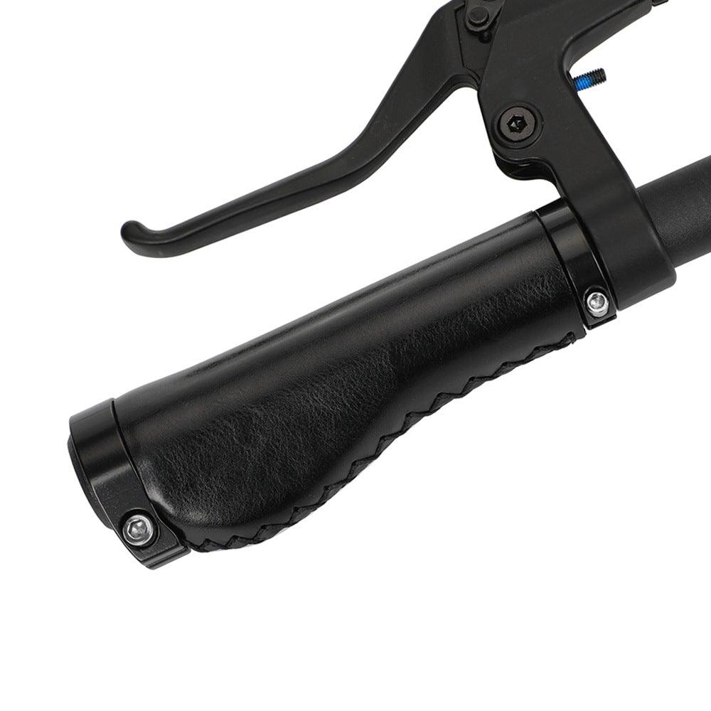 Premium PU Leather Lock-On Bike Handlebar Grips, Non-Slip