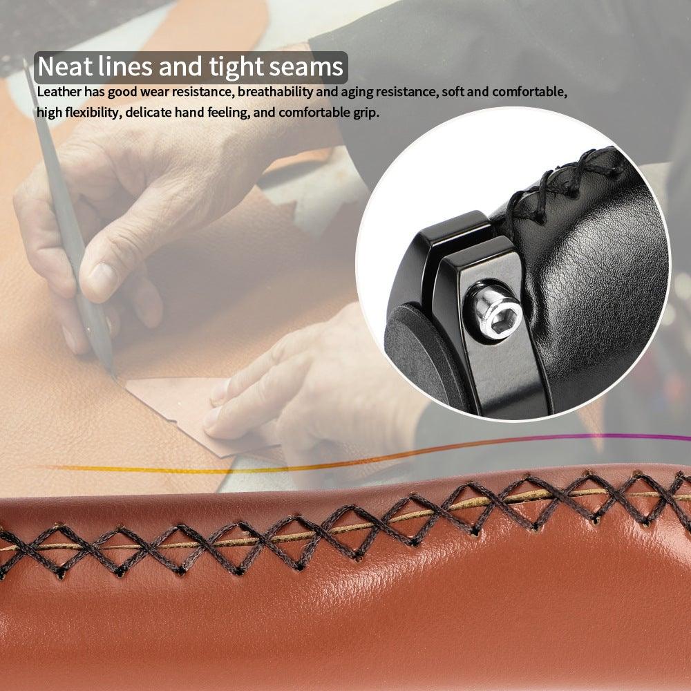 Premium PU Leather Lock-On Bike Handlebar Grips, Non-Slip