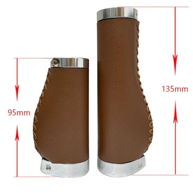 Premium PU Leather Lock-On Bike Handlebar Grips, Non-Slip
