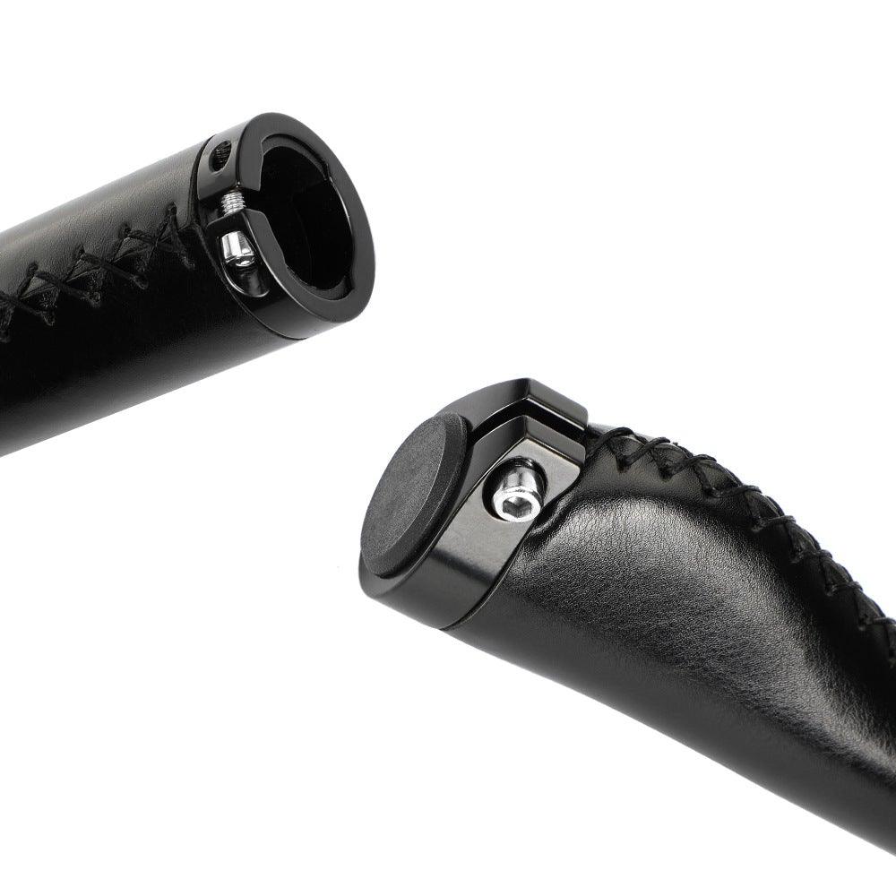 Premium PU Leather Lock-On Bike Handlebar Grips, Non-Slip