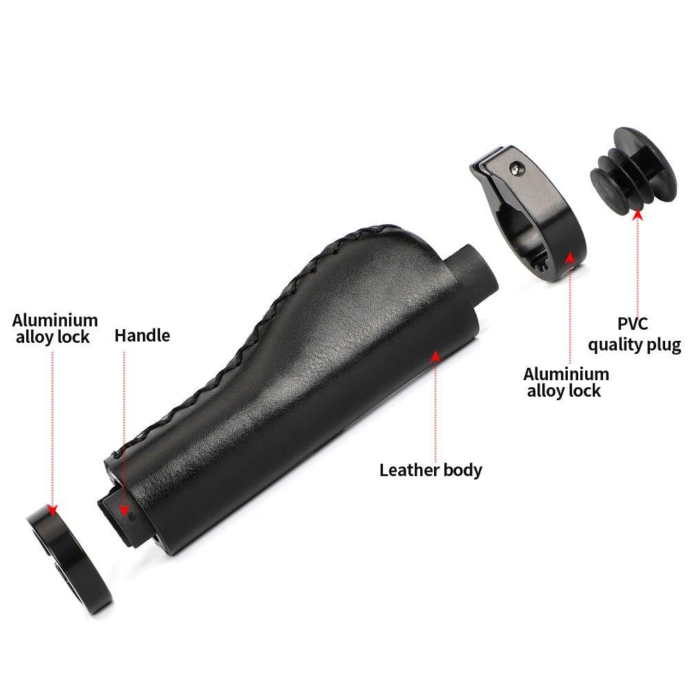 Premium PU Leather Lock-On Bike Handlebar Grips, Non-Slip