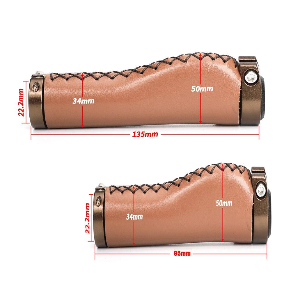 Premium PU Leather Lock-On Bike Handlebar Grips, Non-Slip