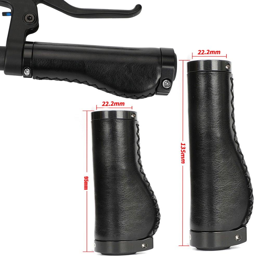 Premium PU Leather Lock-On Bike Handlebar Grips, Non-Slip