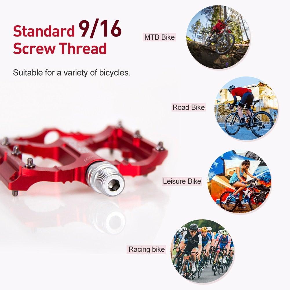 CNC Aluminum Alloy Flat Bicycle Pedals with Sealed Bearings