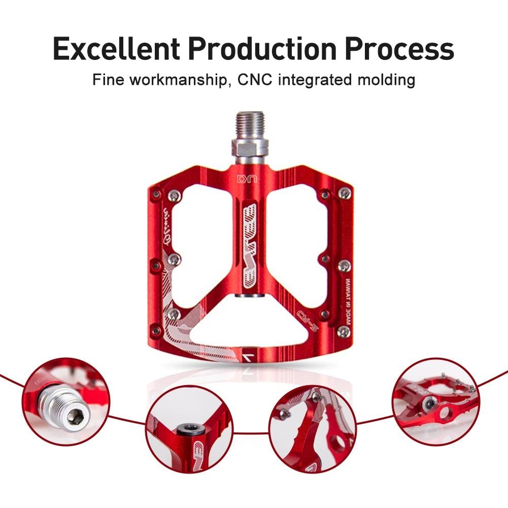 CNC Aluminum Alloy Flat Bicycle Pedals with Sealed Bearings