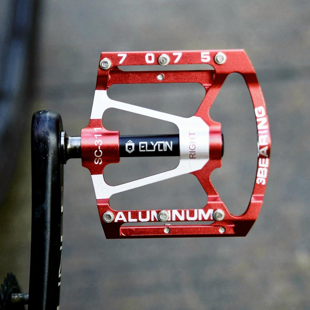 ELYTN wide platform aluminum flat pedals with 3 sealed bearings for mountain bikes