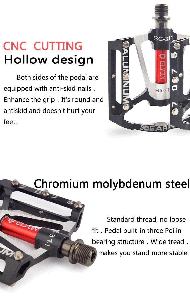 Wide Platform MTB Flat Pedals with 3 Sealed Bearings
