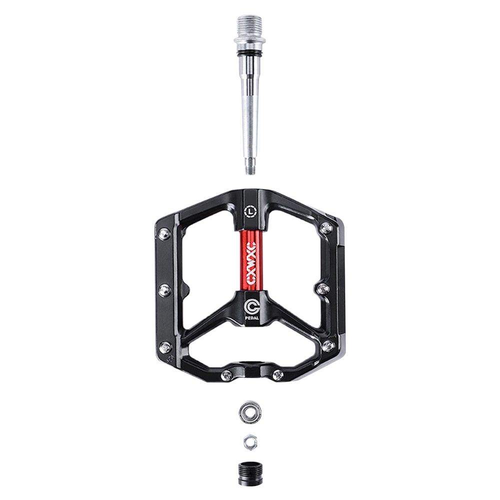 Heavy-Duty Aluminum Flat MTB Pedals with Removable Anti-Skid Pins