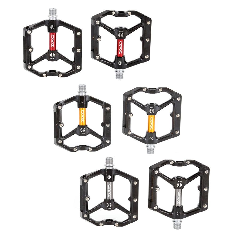 Heavy-Duty Aluminum Flat MTB Pedals with Removable Anti-Skid Pins