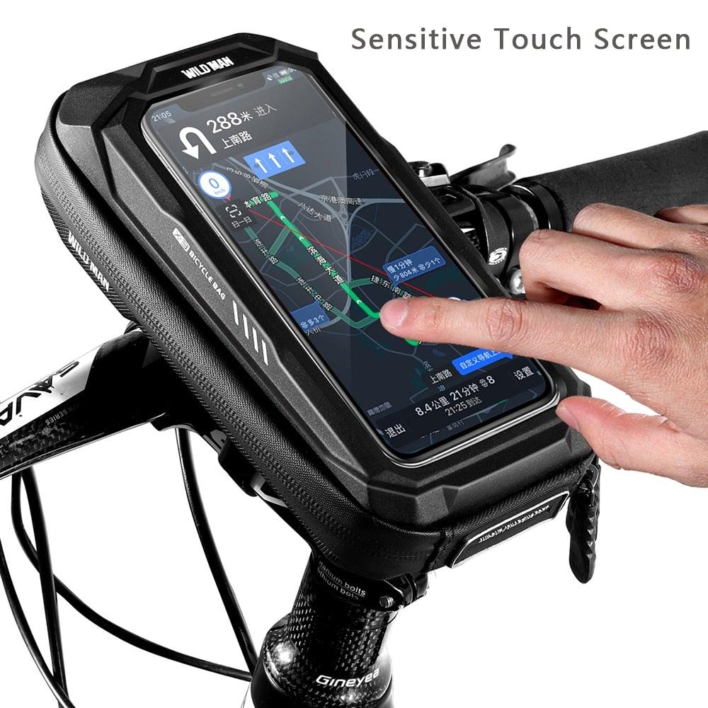 Waterproof Bicycle Front Frame Bag with Touchscreen Phone Mount