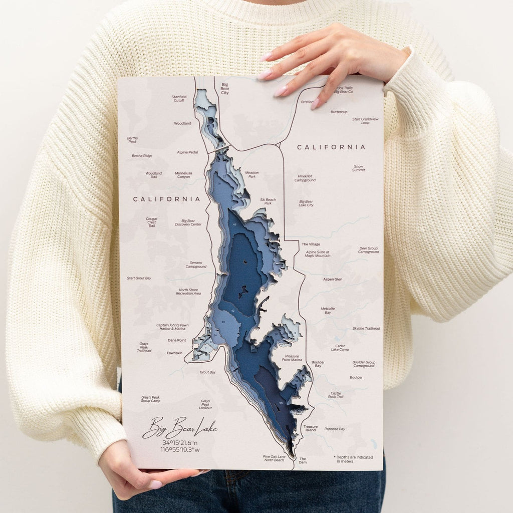 Big Bear Lake Map Wall Art Modern Nautical Decor