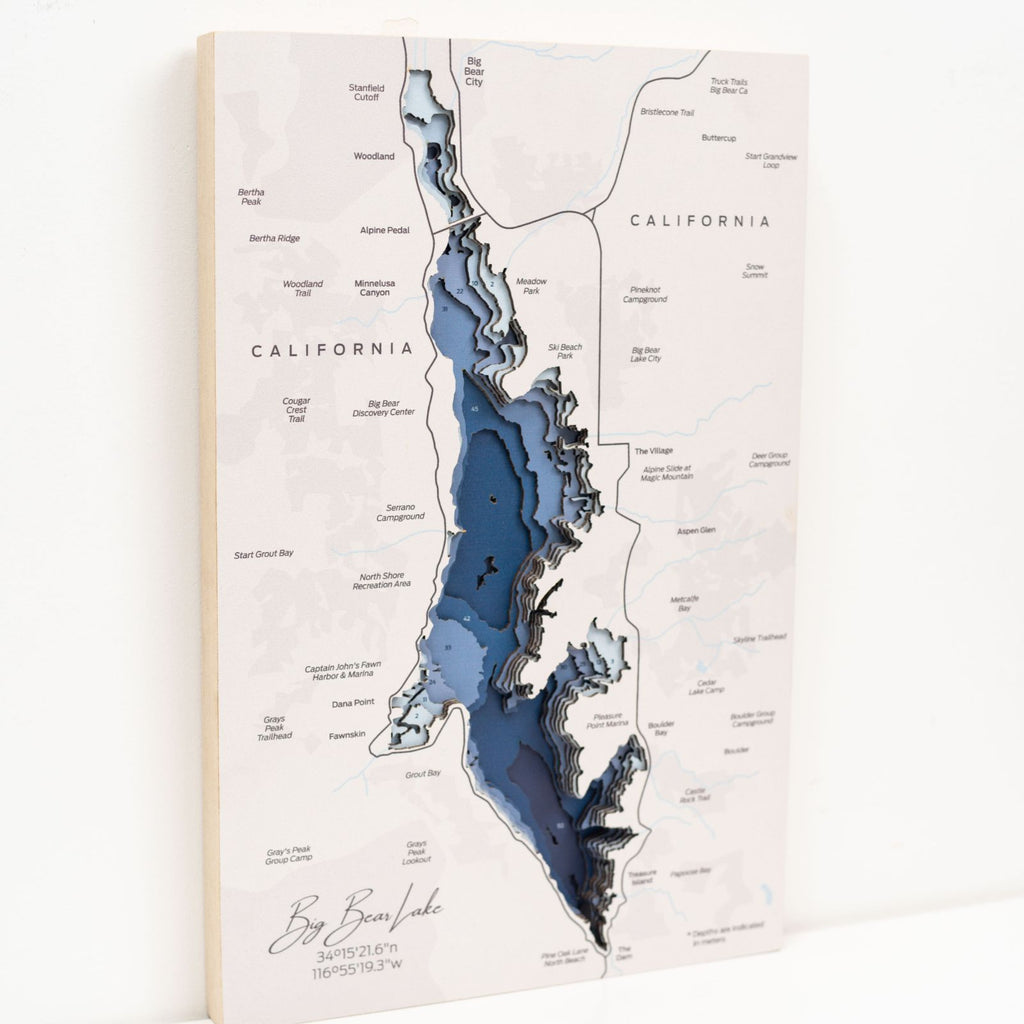 Big Bear Lake Map Wall Art Modern Nautical Decor