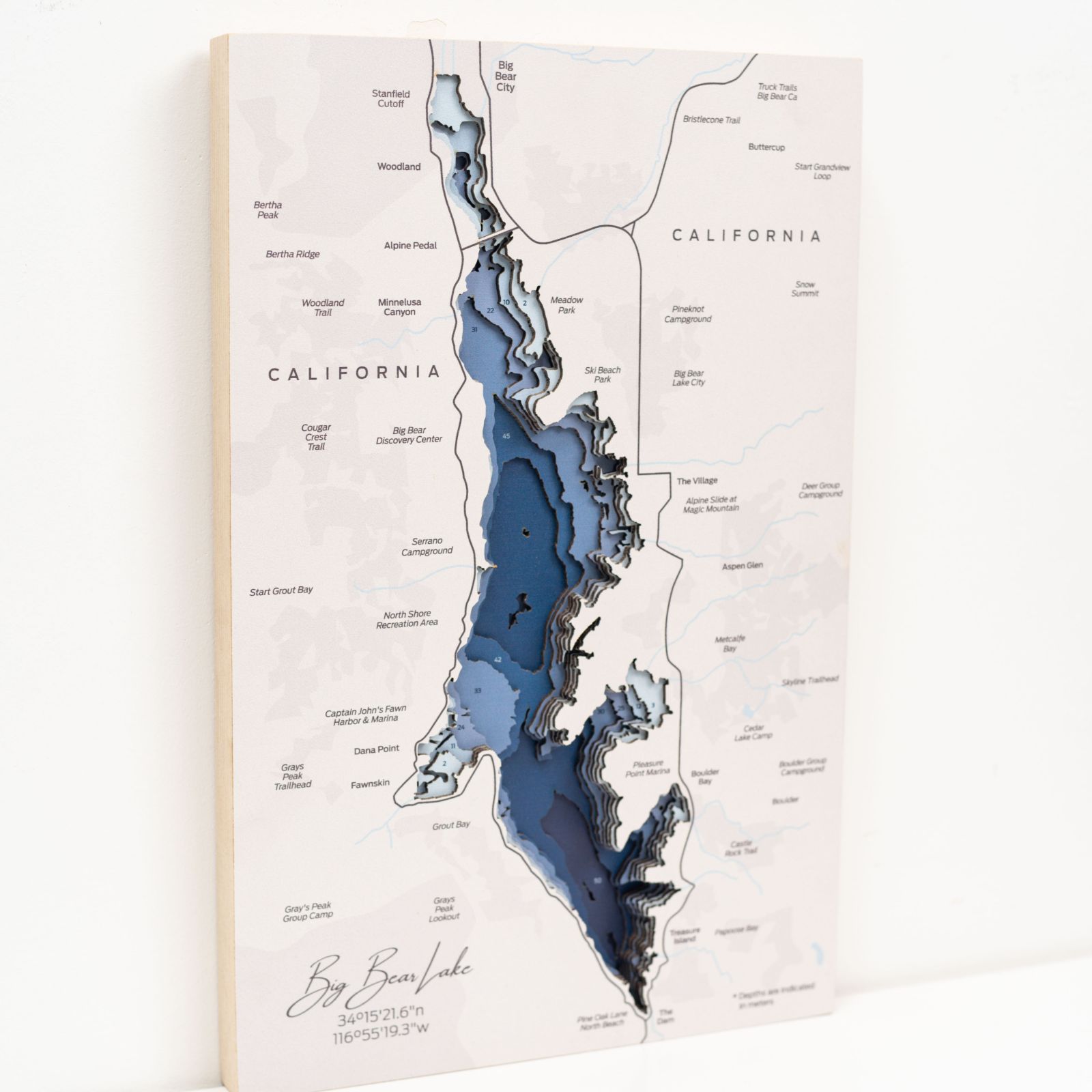 Big Bear Lake Map Wall Art Modern Nautical Decor