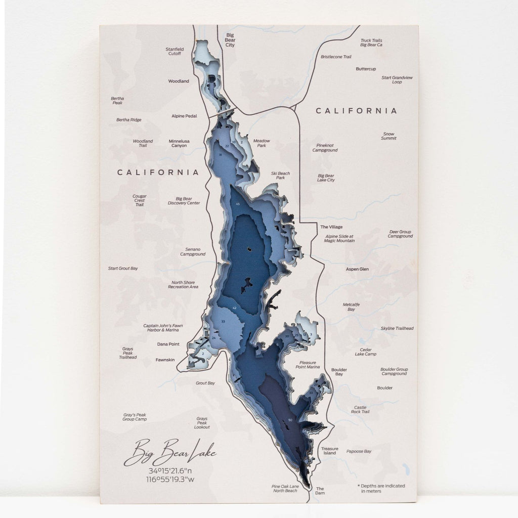 Big Bear Lake Map Wall Art Modern Nautical Decor