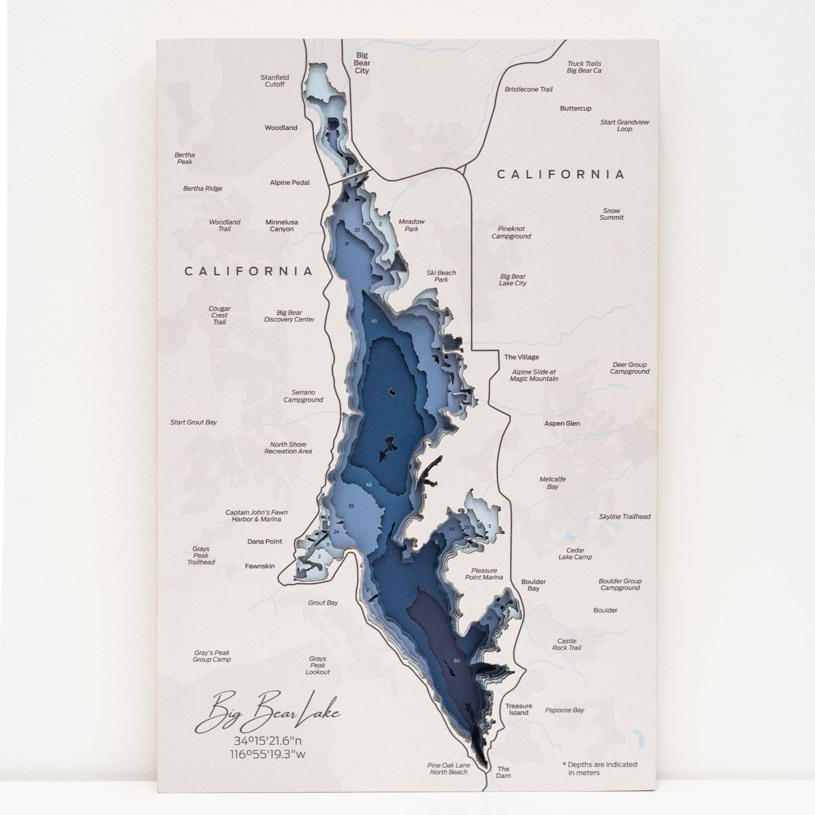 Big Bear Lake Map Wall Art Modern Nautical Decor