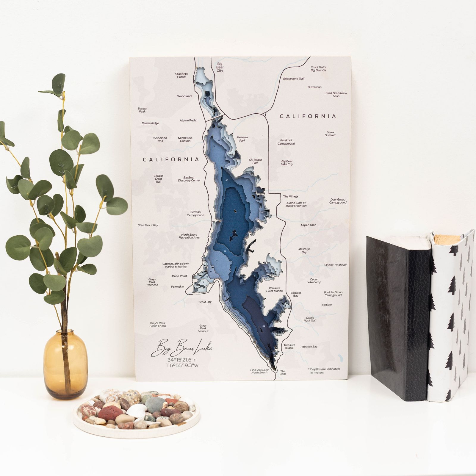 Big Bear Lake Map Wall Art Modern Nautical Decor