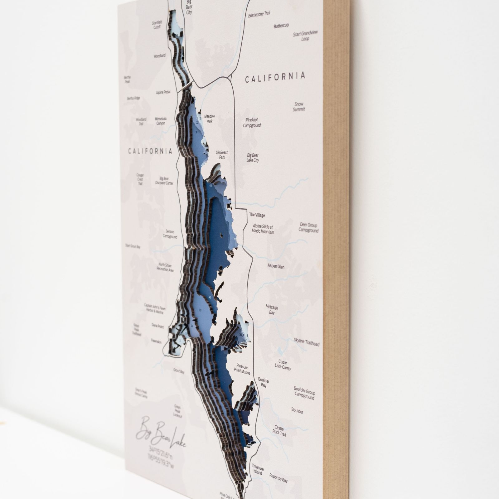 Big Bear Lake Map Wall Art Modern Nautical Decor
