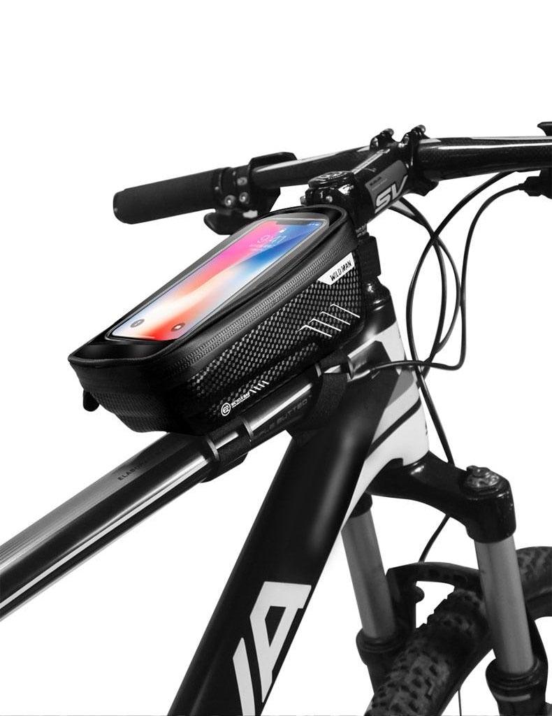 Waterproof Bike Frame Bag with Touchscreen Phone Mount - Black
