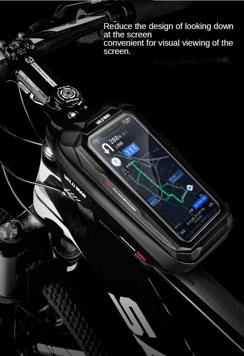 Waterproof Bike Frame Bag with Touchscreen Phone Mount - Black