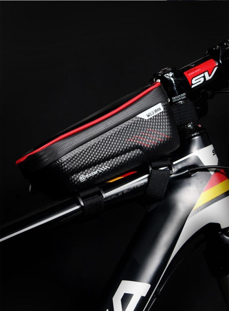 Waterproof Bike Frame Bag with Touchscreen Phone Mount - Black