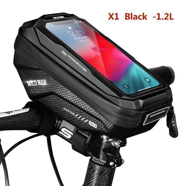 Waterproof Bike Frame Bag with Touchscreen Phone Mount - Black