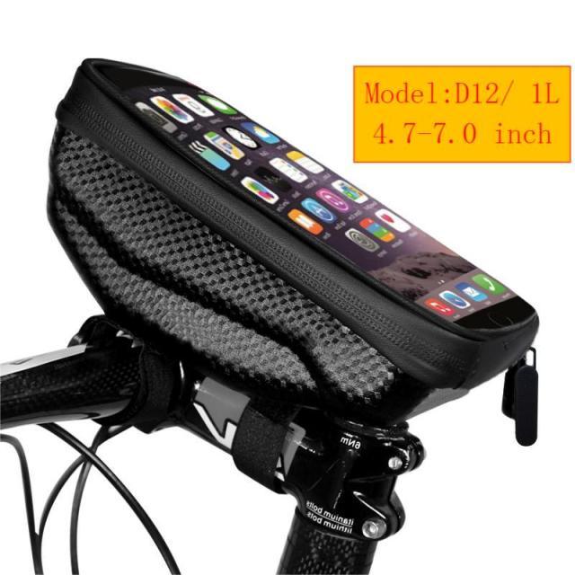 Waterproof Bike Frame Bag with Touchscreen Phone Mount - Black