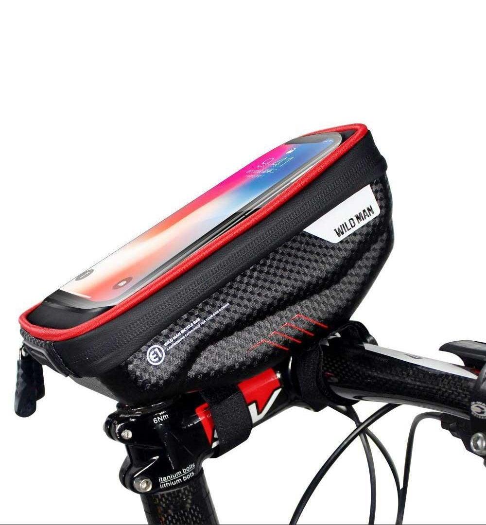 Waterproof Bike Frame Bag with Touchscreen Phone Mount - Black