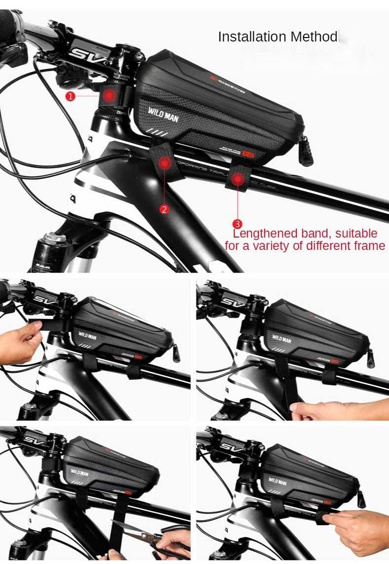 Waterproof Bike Frame Bag with Touchscreen Phone Mount - Black