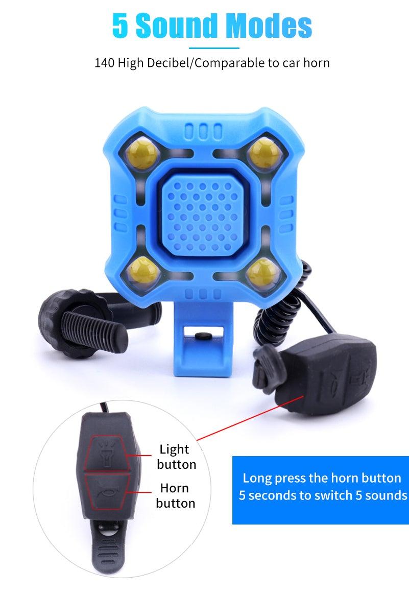 4 Lamp Cycling Light with Electric Horn & Alarm - Waterproof LED