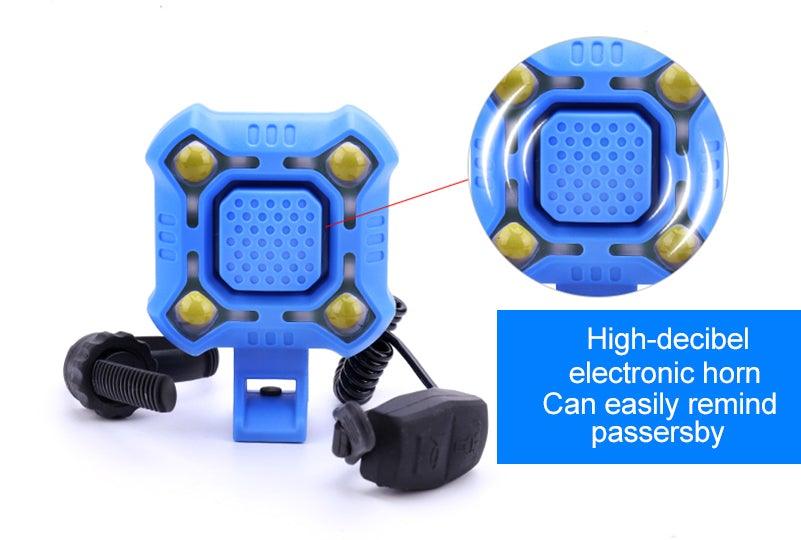 4 Lamp Cycling Light with Electric Horn & Alarm - Waterproof LED