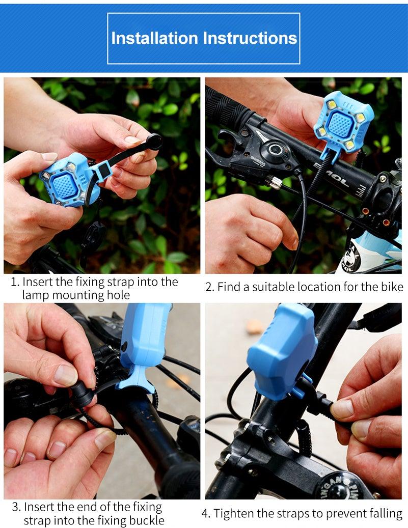 4 Lamp Cycling Light with Electric Horn & Alarm - Waterproof LED