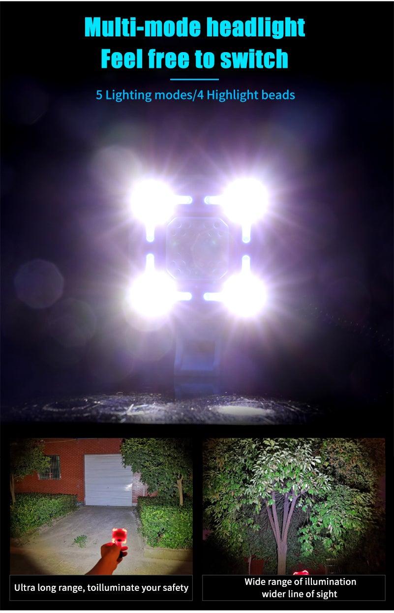 4 Lamp Cycling Light with Electric Horn & Alarm - Waterproof LED