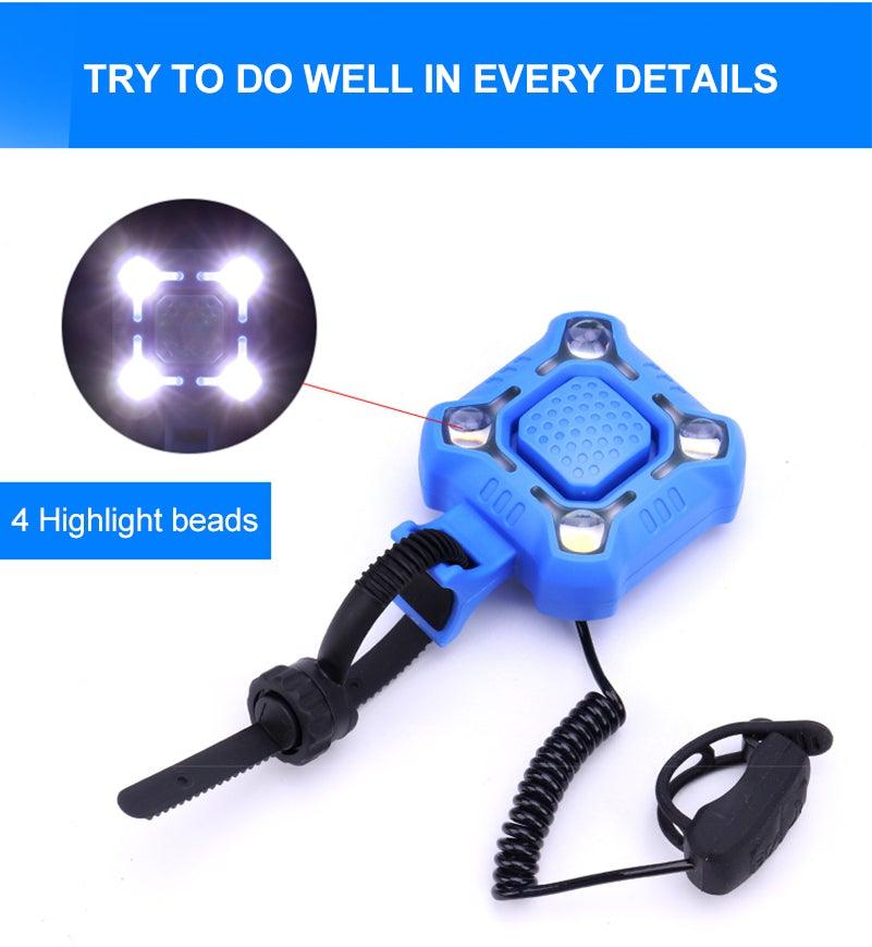4 Lamp Cycling Light with Electric Horn & Alarm - Waterproof LED