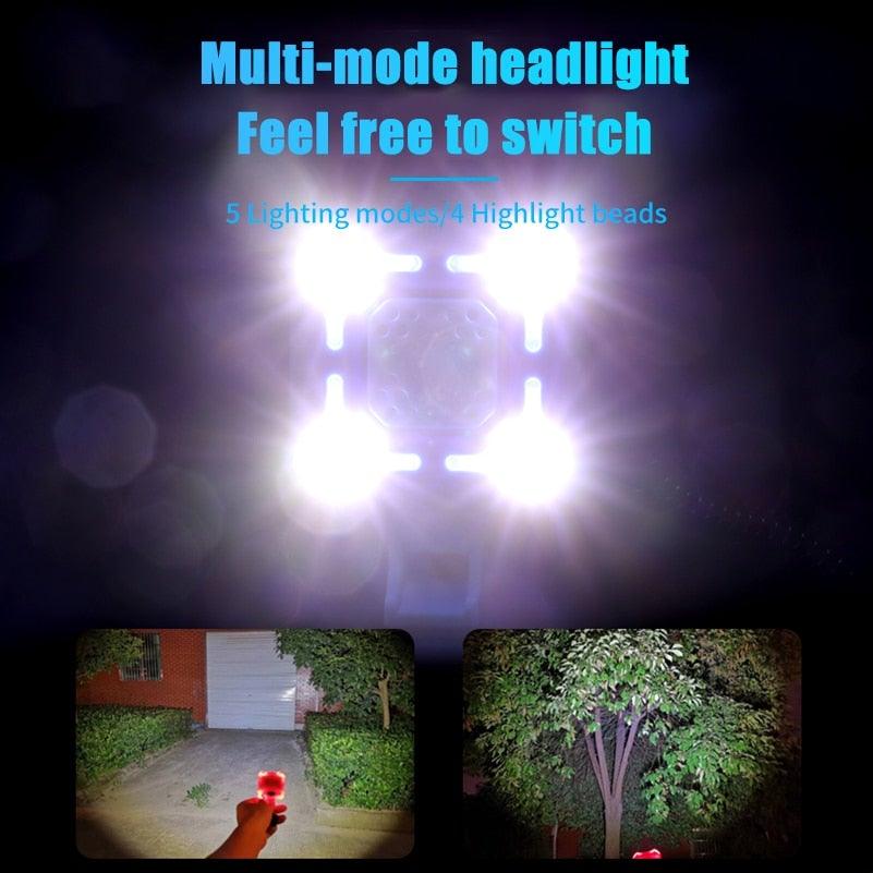 4 Lamp Cycling Light with Electric Horn & Alarm - Waterproof LED