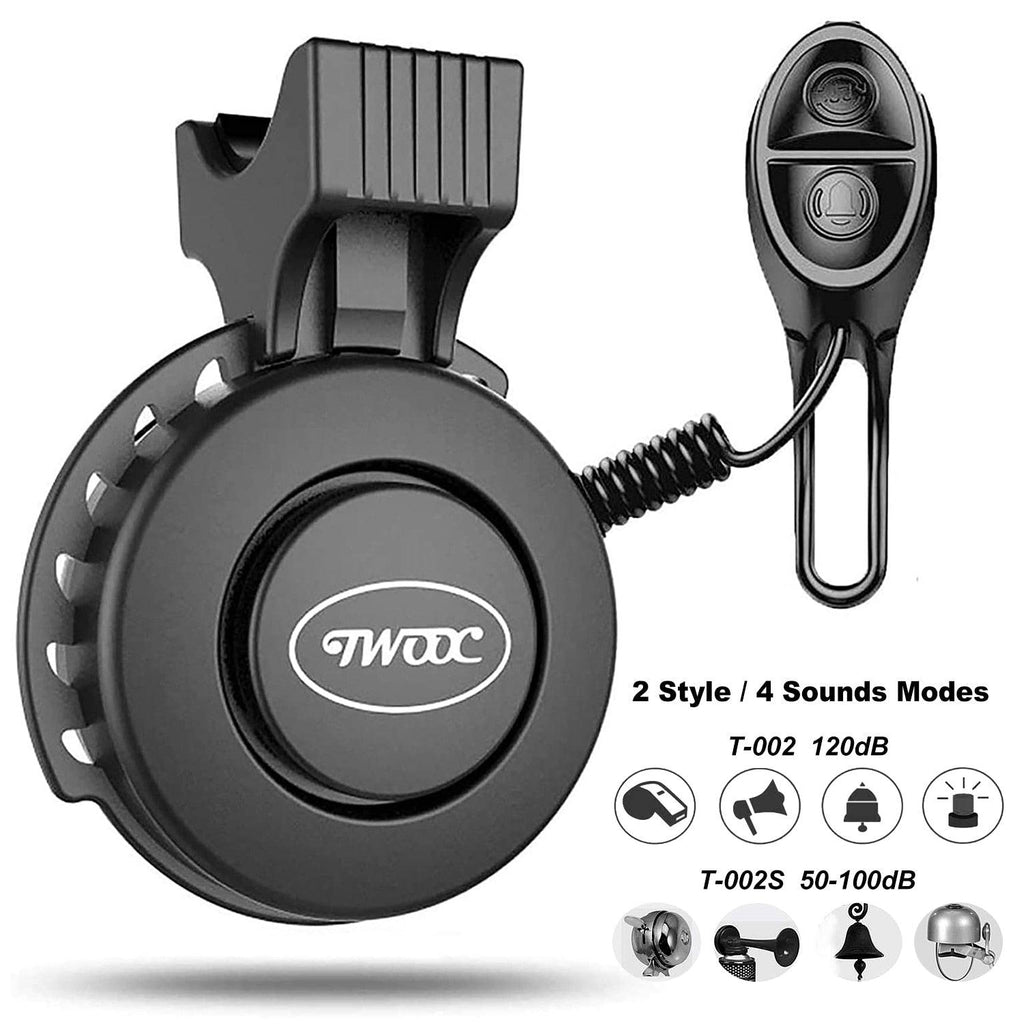 Mini 120dB USB rechargeable electric bike horn mounted on a child's bicycle handlebars