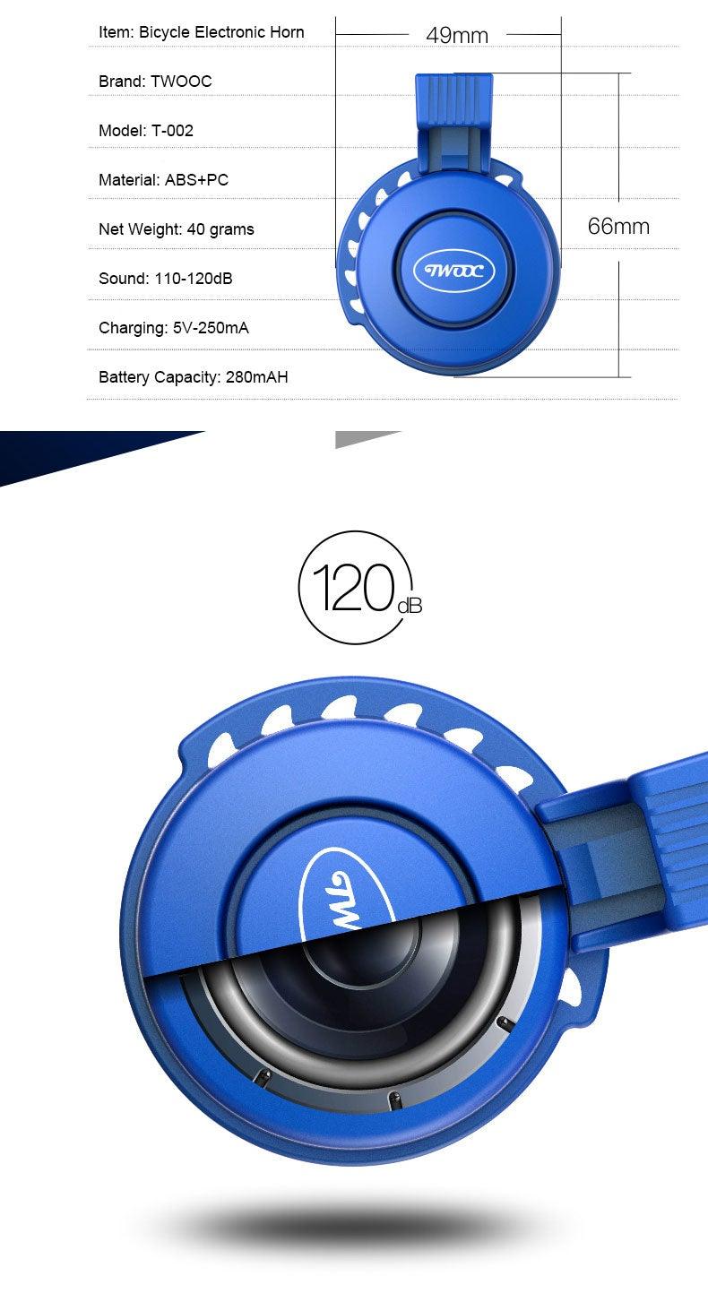 Electric Bike Horn for Kids - USB Rechargeable 120dB Loud Speaker