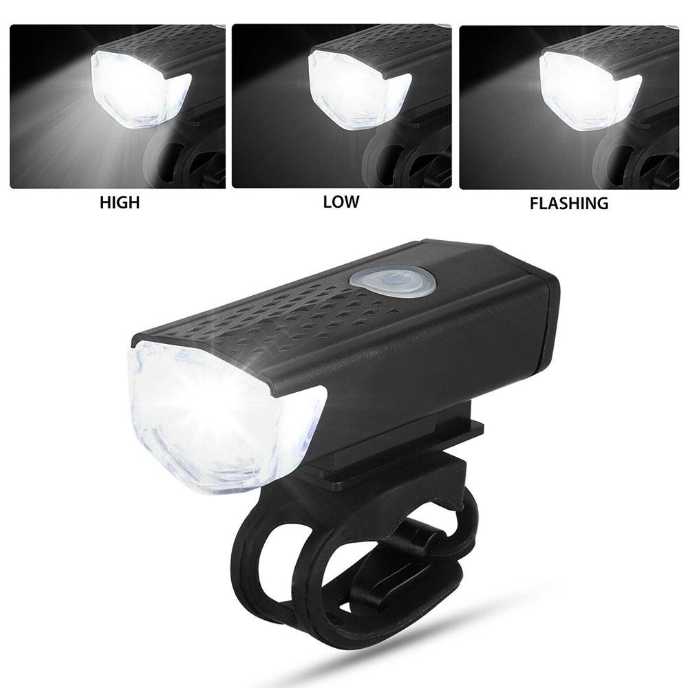 USB Rechargeable LED Bike Light Set Front Headlight & Tail Light