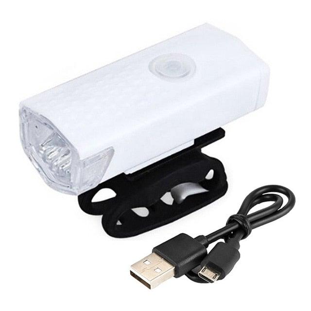 USB Rechargeable LED Bike Light Set Front Headlight & Tail Light